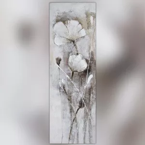 Vit fältblomma, målning 50 x 150 cm