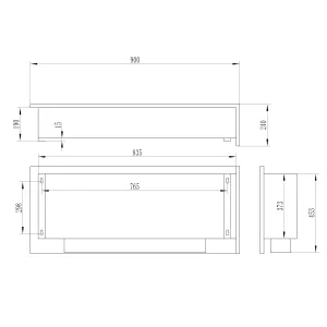 2-hörnig inbyggd öppen spis Murcie diagram