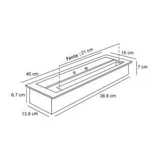 40 cm bioetanolbrännare, värme 2.8 kW